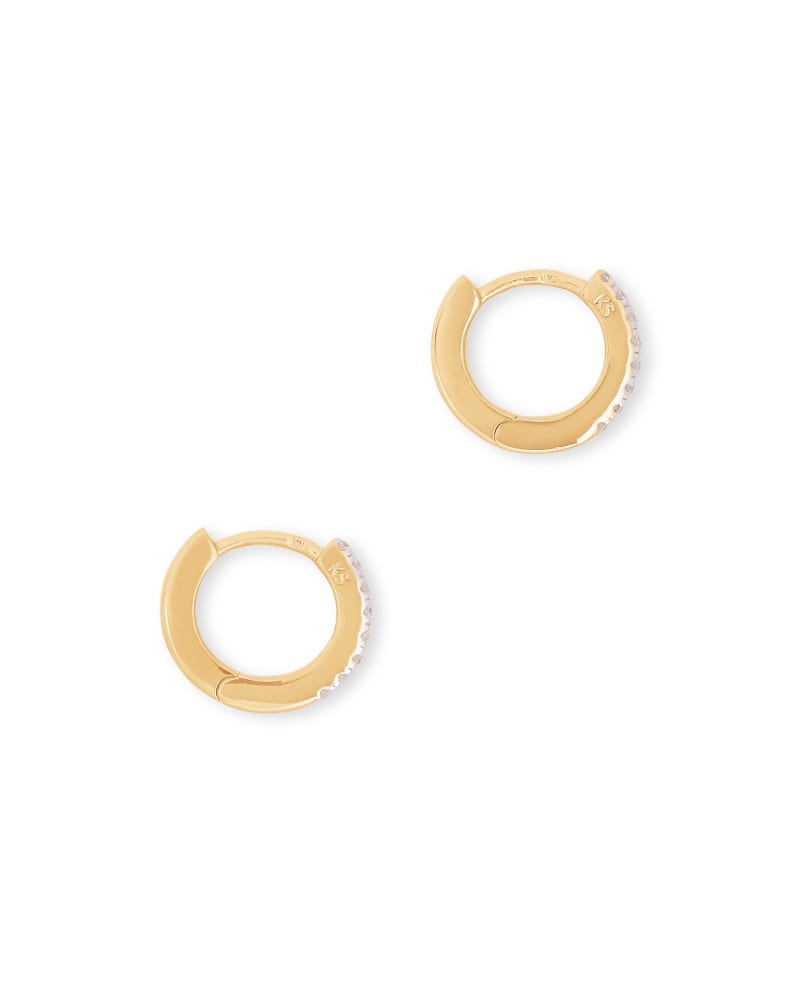 Janelle 18k Yellow Gold Vermeil Huggie Earrings in White Diamond image number 1